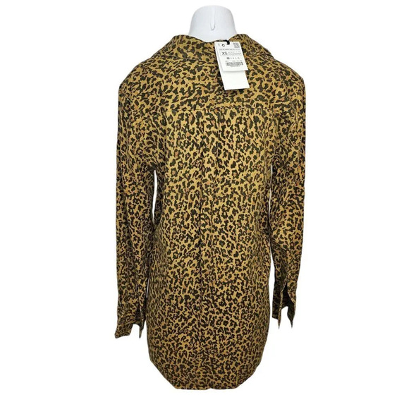 Zara Womens The  Punky Shirt Leopard Print 100% Lyocell Size XS NWT - Picture 2 of 9